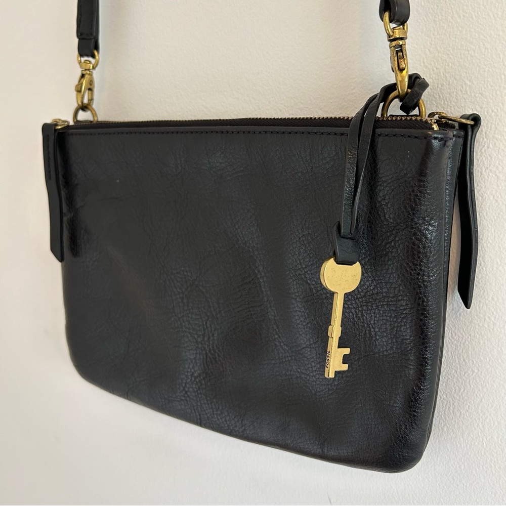 FOSSIL Leather Devon Crossbody Bag Black - Picture 1 of 10